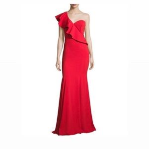 Jay Godfrey Bolt One-shoulder flounce mermaid gown